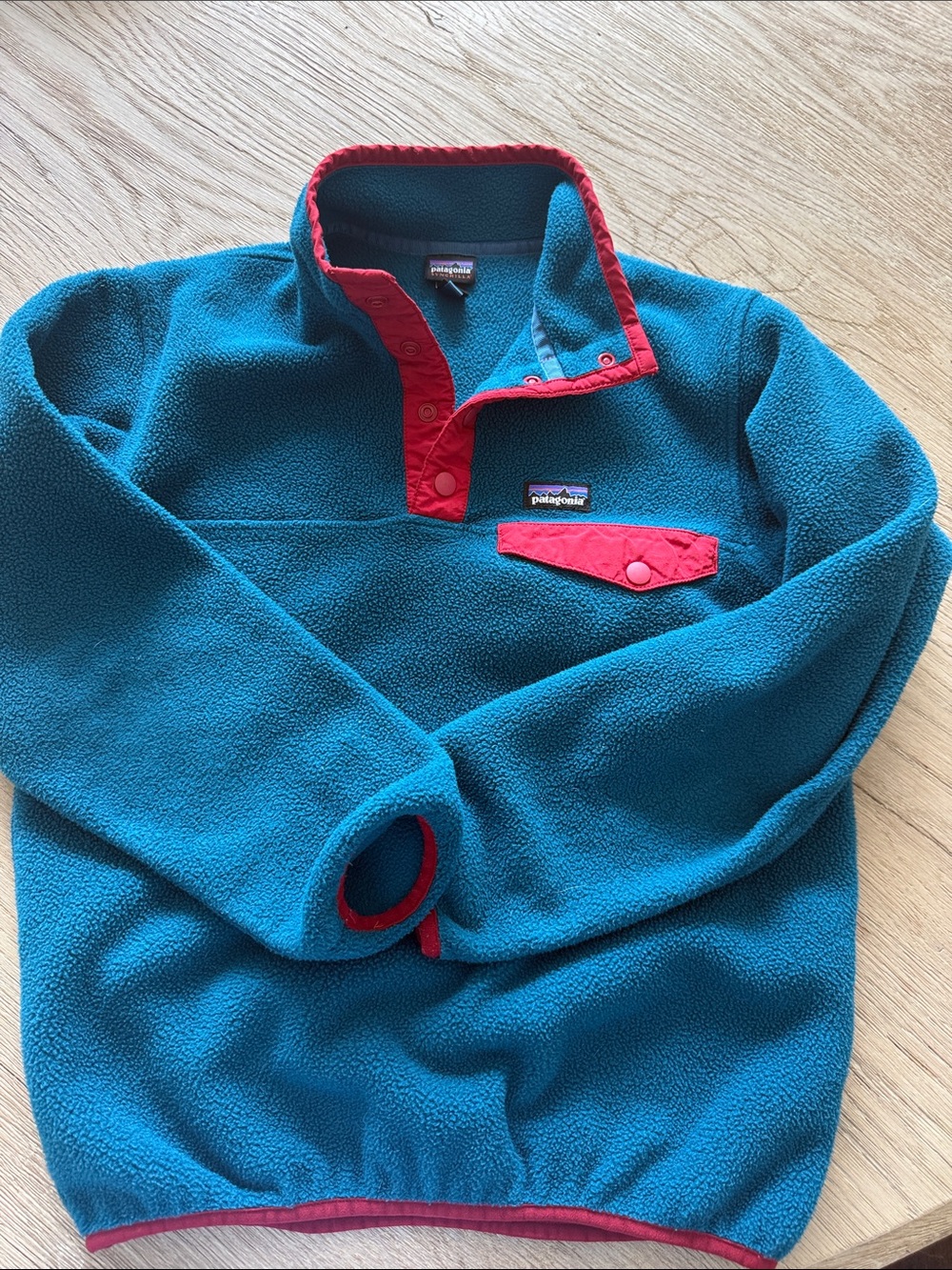 Patagonia Synchilla Fleece Jacket Teal Blue, size kids 10
